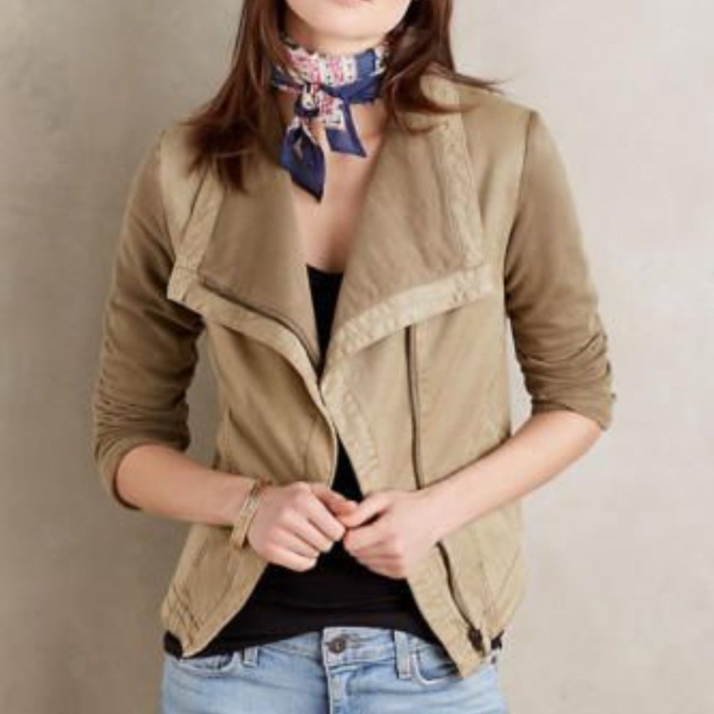 NWT Anthropologie Marrakech Cypress Moto Jacket Women’s XL Olive Taupe